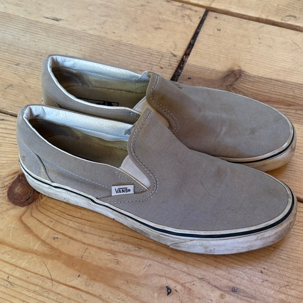 Vans Slip-On Canvas Sneakers in Taupe Brown
